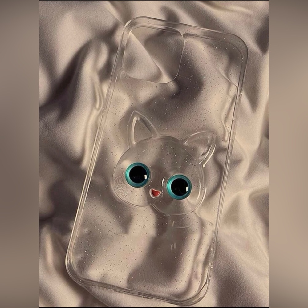 Silicone cute cat face design phone case ,compatible with Iphone 11/12/13/14/15